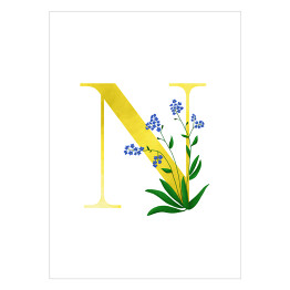 Plakat Roślinny alfabet - litera N jak niezapominajka