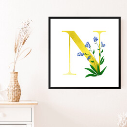 Obraz w ramie Roślinny alfabet - litera N jak niezapominajka
