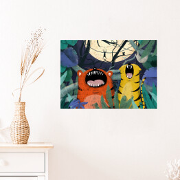 Plakat samoprzylepny Dżungla - ryczące tygrysy