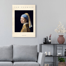 Obraz na płótnie Jan Vermeer "Dziewczyna z perłą"- reprodukcja z napisem. Plakat z passe partout