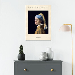 Plakat samoprzylepny Jan Vermeer "Dziewczyna z perłą"- reprodukcja z napisem. Plakat z passe partout