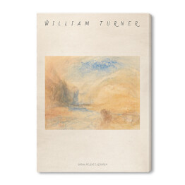 Obraz na płótnie William Turner "Górski pejzaż z jeziorem" - reprodukcja z napisem. Plakat z passe partout