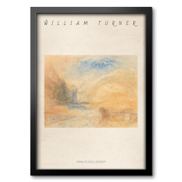 Obraz w ramie William Turner "Górski pejzaż z jeziorem" - reprodukcja z napisem. Plakat z passe partout