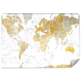 Fototapeta Mapa świata w odcieniach złota na jasnym marmurze