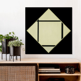 Plakat w ramie Piet Mondriaan "Tableau 1 lozenge with four lines and gray"