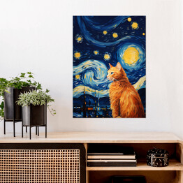 Plakat samoprzylepny Kot à la Vincent van Gogh