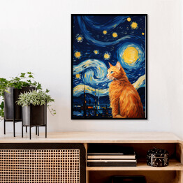 Plakat w ramie Kot à la Vincent van Gogh