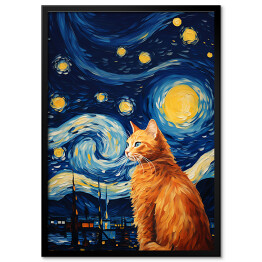 Plakat w ramie Kot à la Vincent van Gogh