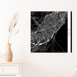 Plakat samoprzylepny Mapy miast świata - Barcelona - czarna