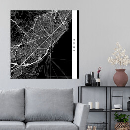 Plakat samoprzylepny Mapy miast świata - Barcelona - czarna