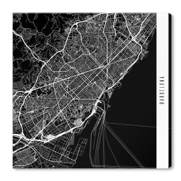 Obraz na płótnie Mapy miast świata - Barcelona - czarna