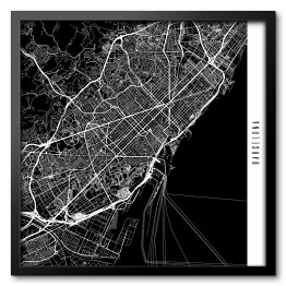Obraz w ramie Mapy miast świata - Barcelona - czarna