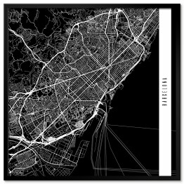 Plakat w ramie Mapy miast świata - Barcelona - czarna