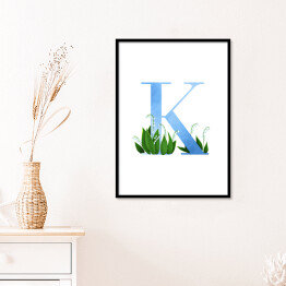 Plakat w ramie Roślinny alfabet - litera K jak konwalia
