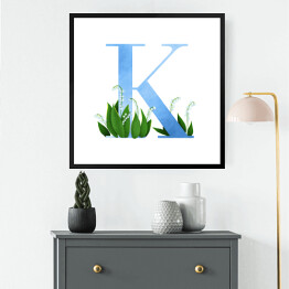 Obraz w ramie Roślinny alfabet - litera K jak konwalia