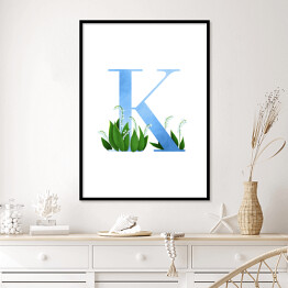 Plakat w ramie Roślinny alfabet - litera K jak konwalia