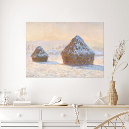 Plakat Claude Monet "Wheatstacks, efekty opadów śniegu o poranku" - reprodukcja