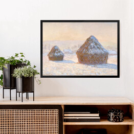 Obraz w ramie Claude Monet "Wheatstacks, efekty opadów śniegu o poranku" - reprodukcja