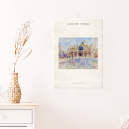 Plakat samoprzylepny Auguste Renoir "Plac św. Marka w Wenecji" - reprodukcja z napisem. Plakat z passe partout
