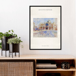 Plakat w ramie Auguste Renoir "Plac św. Marka w Wenecji" - reprodukcja z napisem. Plakat z passe partout