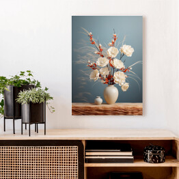 Obraz na płótnie Bukiet kwiatów w wazonie w stylu Japandi