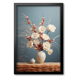 Obraz w ramie Bukiet kwiatów w wazonie w stylu Japandi
