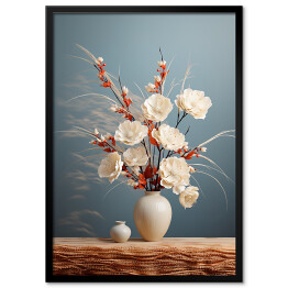 Plakat w ramie Bukiet kwiatów w wazonie w stylu Japandi