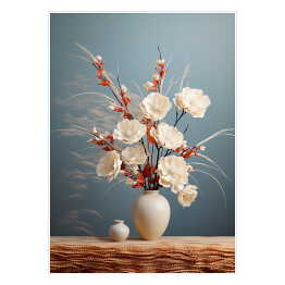 Plakat samoprzylepny Bukiet kwiatów w wazonie w stylu Japandi