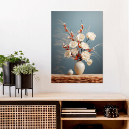Plakat Bukiet kwiatów w wazonie w stylu Japandi