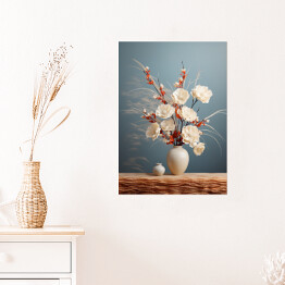 Plakat samoprzylepny Bukiet kwiatów w wazonie w stylu Japandi