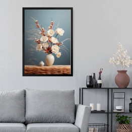 Obraz w ramie Bukiet kwiatów w wazonie w stylu Japandi