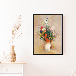 Obraz w ramie Odilon Redon Wazon z kwiatami (różowe tło). Reprodukcja