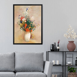 Obraz w ramie Odilon Redon Wazon z kwiatami (różowe tło). Reprodukcja