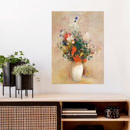 Plakat Odilon Redon Wazon z kwiatami (różowe tło). Reprodukcja