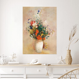 Plakat Odilon Redon Wazon z kwiatami (różowe tło). Reprodukcja