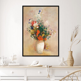 Plakat w ramie Odilon Redon Wazon z kwiatami (różowe tło). Reprodukcja
