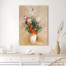 Obraz na płótnie Odilon Redon Wazon z kwiatami (różowe tło). Reprodukcja