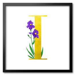 Obraz w ramie Roślinny alfabet - litera I jak irys
