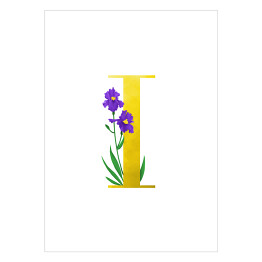 Plakat samoprzylepny Roślinny alfabet - litera I jak irys