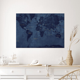 Plakat Ciemna klasyczna mapa świata