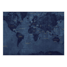 Plakat samoprzylepny Ciemna klasyczna mapa świata