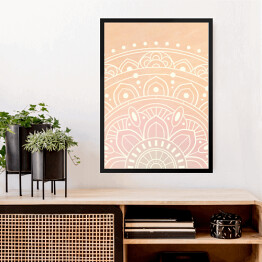 Obraz w ramie Jasna mandala na ścianę na pastelowym tle - styl orientalny