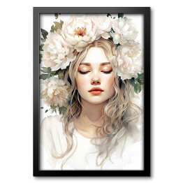 Obraz w ramie Kobieta z kwiatami Portret