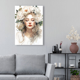 Obraz na płótnie Kobieta z kwiatami Portret
