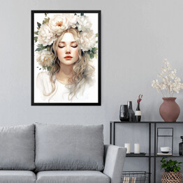 Obraz w ramie Kobieta z kwiatami Portret