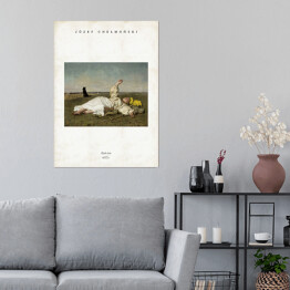 Plakat Józef Chełmoński "Babie lato" - reprodukcja z napisem. Plakat z passe partout
