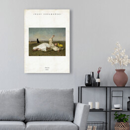 Obraz klasyczny Józef Chełmoński "Babie lato" - reprodukcja z napisem. Plakat z passe partout