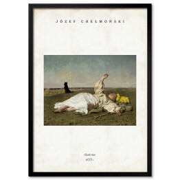 Plakat w ramie Józef Chełmoński "Babie lato" - reprodukcja z napisem. Plakat z passe partout