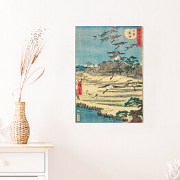 Plakat samoprzylepny Utugawa Hiroshige Gęsi w Shirahige. Reprodukcja obrazu