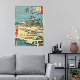 Plakat samoprzylepny Utugawa Hiroshige Gęsi w Shirahige. Reprodukcja obrazu